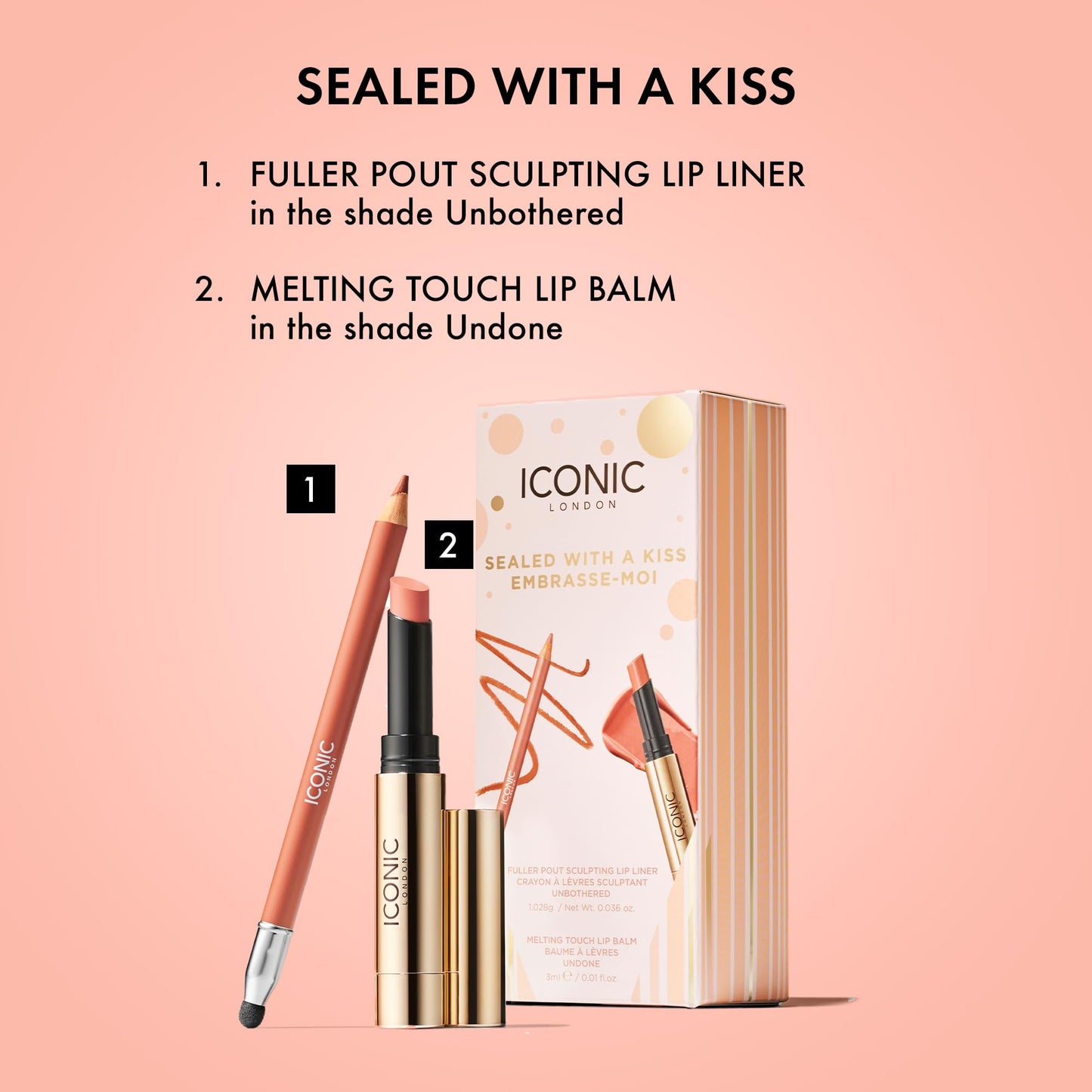 ICONIC LONDON Sealed with a Kiss Gift Set - Includes Melting Touch Lip Balm (Undone) and Fuller Pout Sculpting Beauty and Personal Care ICONIC LONDON