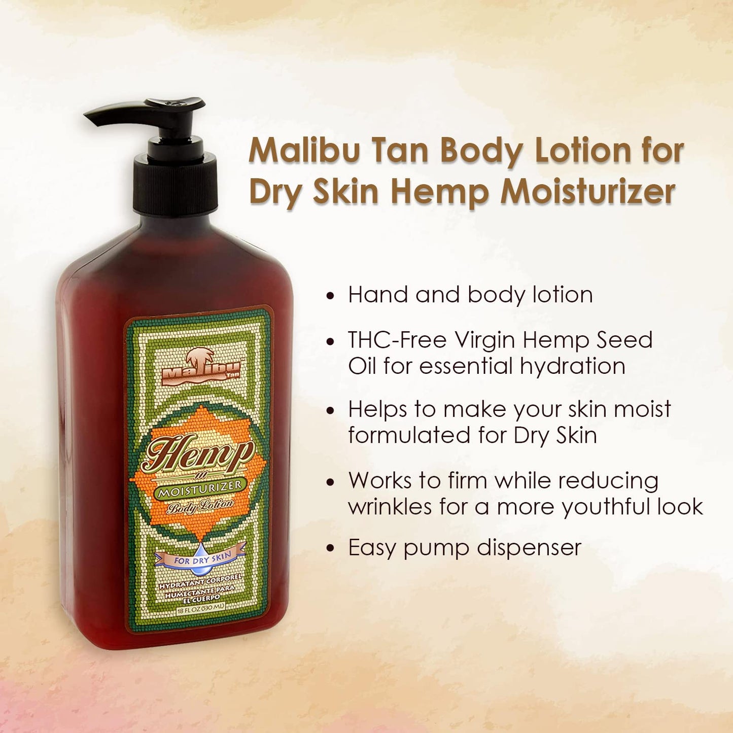 Malibu Tan For Dry Skin Hemp Body Lotion, 18 fl oz (3 Pack) Beauty & Personal Care Malibu Tan