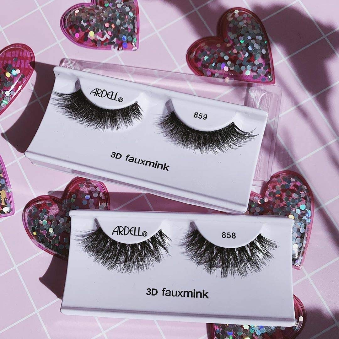Ardell False Eyelashes 3D Faux Mink Lashes, 858 - Lightweight Reusable Strip Lashes with Invisiband, Ultra-Fluffy Volume for a Dramatic Eye Look, 4