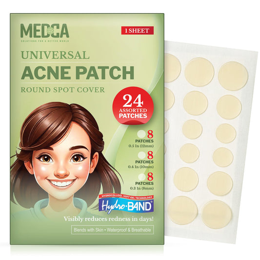 Acne Patches for Face - Hydrocolloid Bandages (24 Count) Pimple Patches for Face in 3 Universal Sizes, Acne Spot Treatment Care for Face & Skin Spot Beauty & Personal Care MEDca
