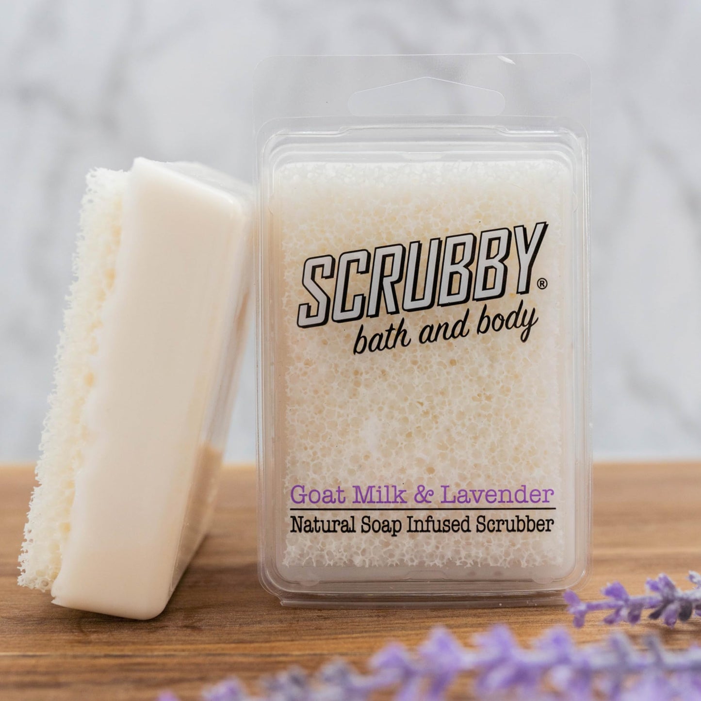 Scrubby Soap - Goats Milk & Lavender - Scented Natural Soap Infused Scrubber - Exfoliating and Hydrating Bath & Body Bar Beauty & Personal Care Scrubby