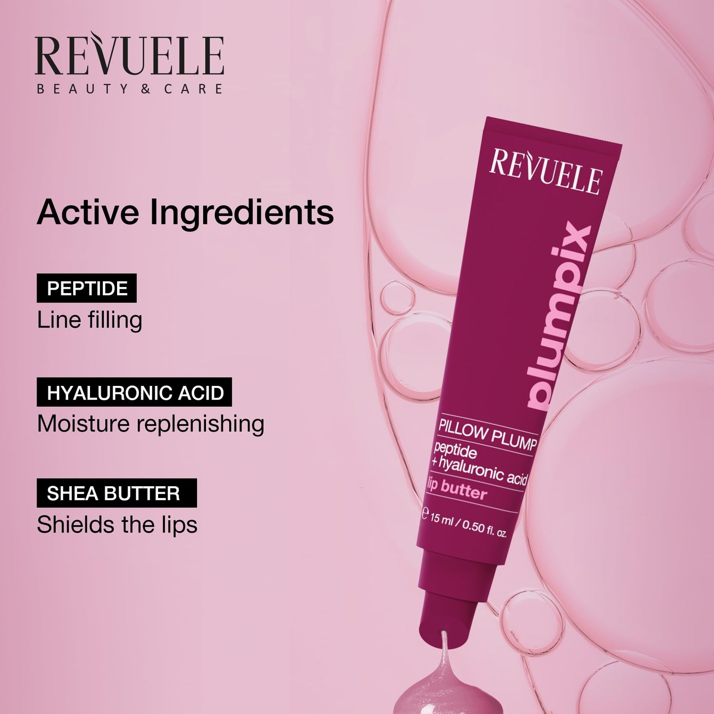 REVUELE Pillow Plump Lip Butter, 0.50 fl.oz - Hydrating & Plumping Lip Balm with Hyaluronic Acid & Peptide - Soft, Glossy, Fuller-Looking Lips for Dry Beauty and Personal Care Revuele