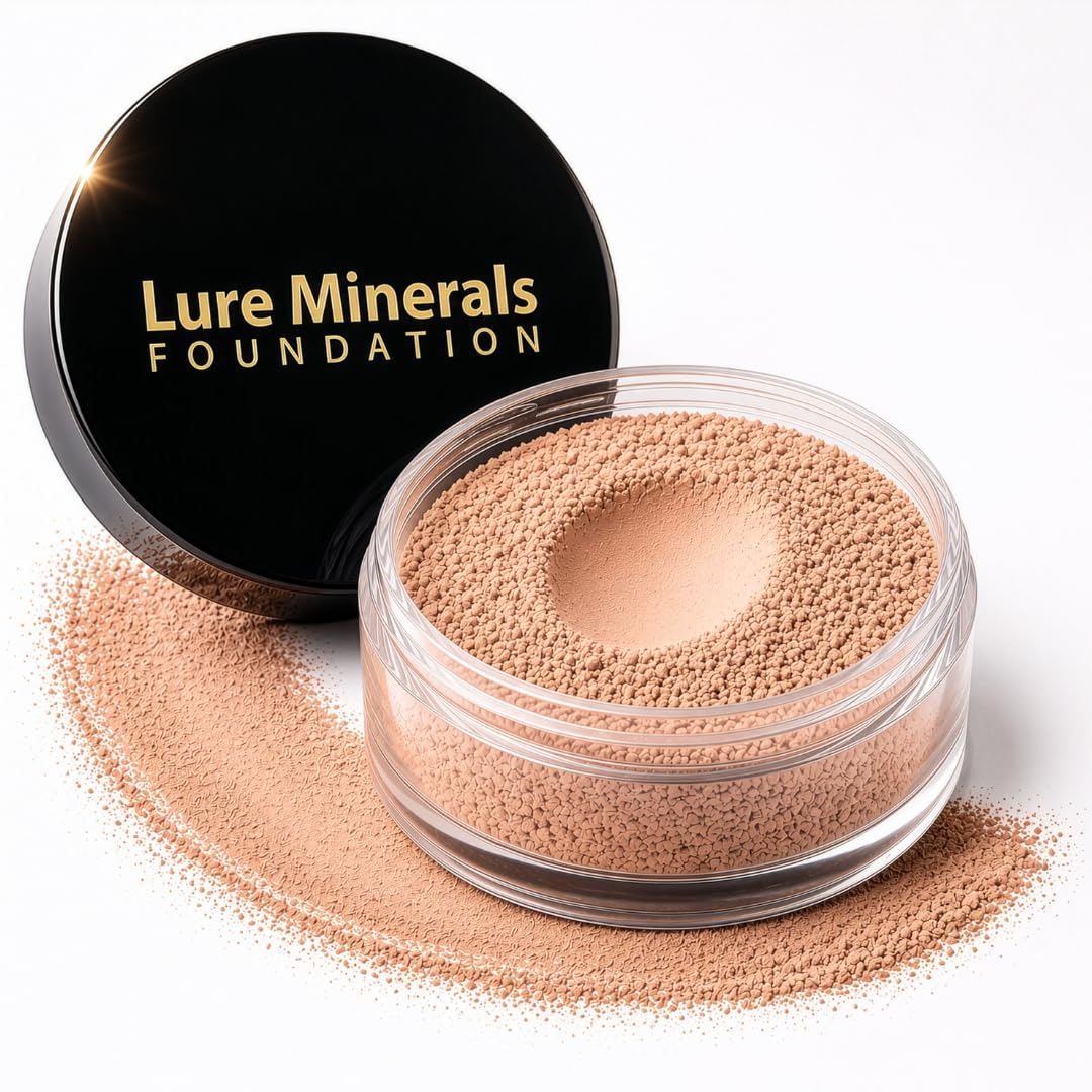 Lure Minerals Foundation Loose Powder 8g Sifter Jar- Choose Color,free of Harmful Ingredients (Compare to Leading Mineral Foundation) (Fairly Medium