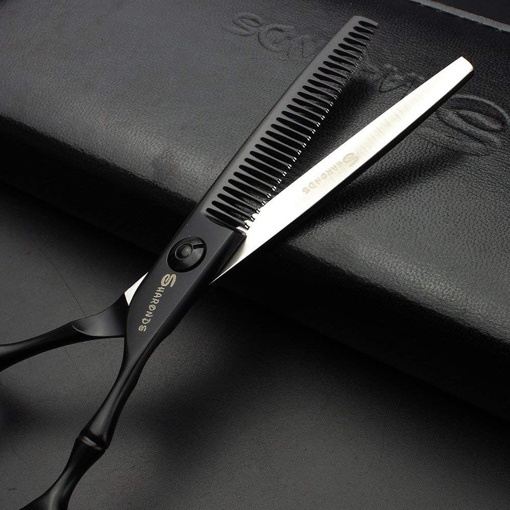 SHARONDS 6/7 Inch Professional 440C Hair Cutting Scissor Salon Hairdressing Thinning Shears Perfect for Barber and Home Use (6 in tooth)