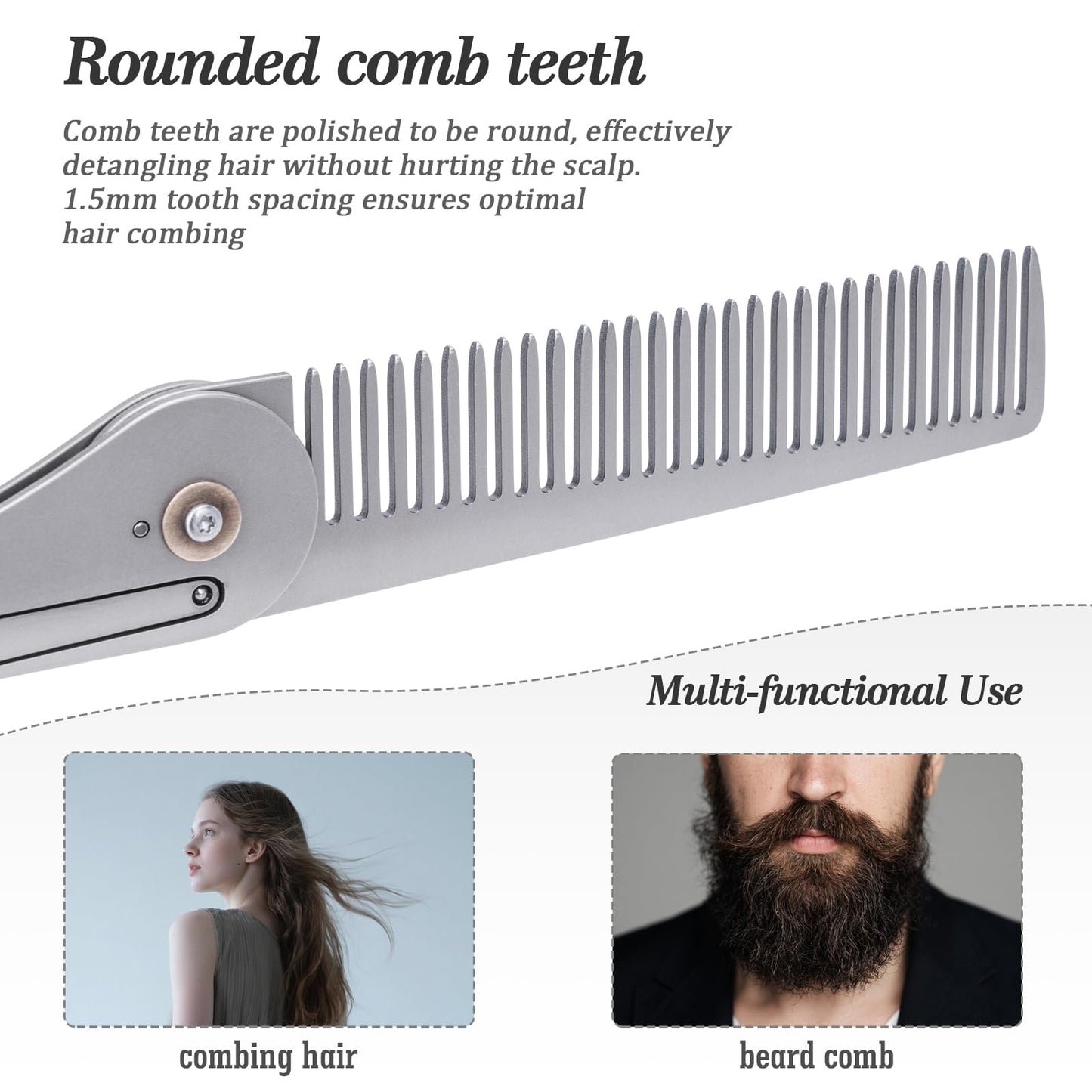 Boundless Voyage Titanium Hair Styling & Beard & Mustache Folding Pocket Comb, Portable EDC Accessories for Men and Women (Ti/9011A-D) Beauty and Personal Care Boundless Voyage