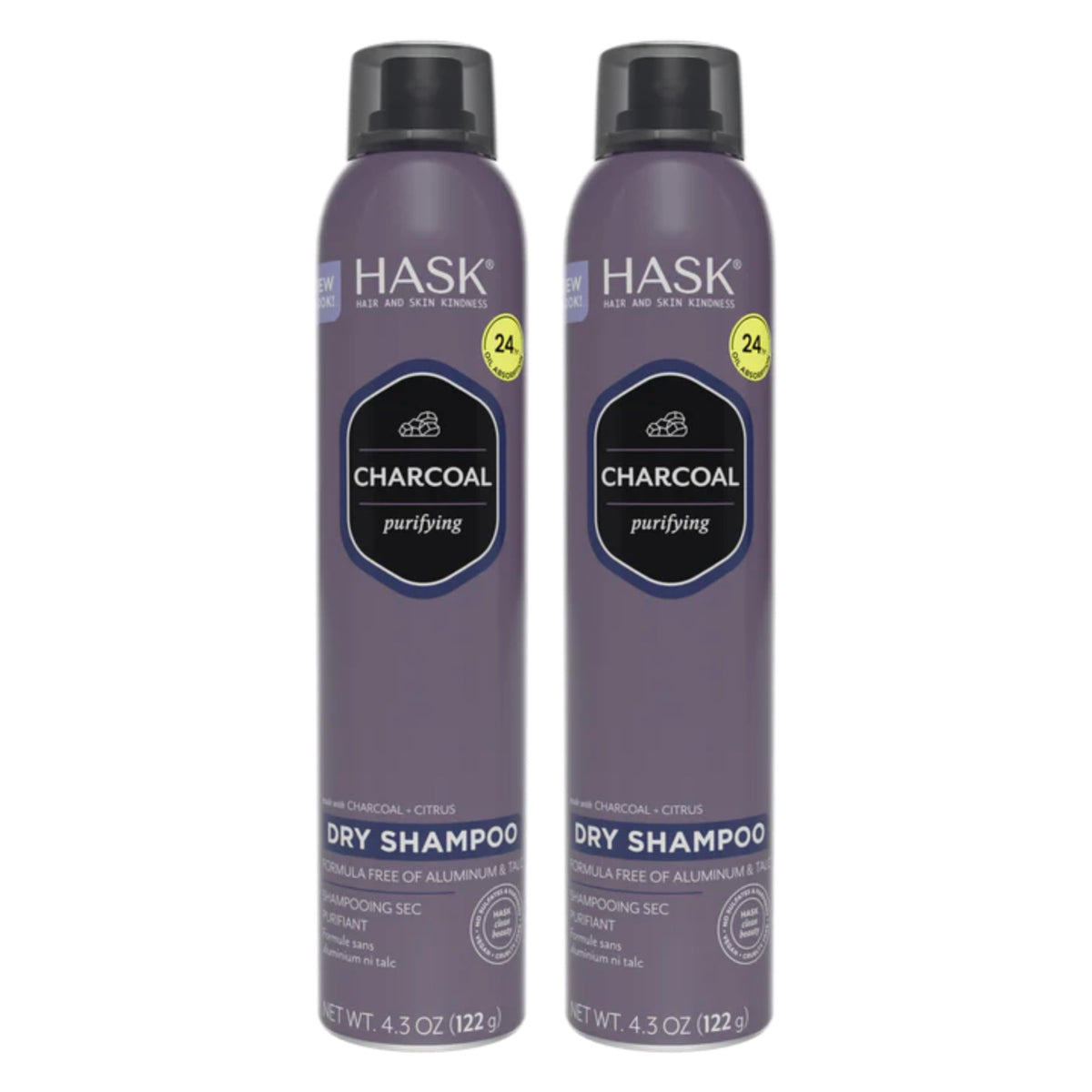 HASK Clarifying Charcoal Dry Shampoo, 4.3 oz (Pack of 2)
