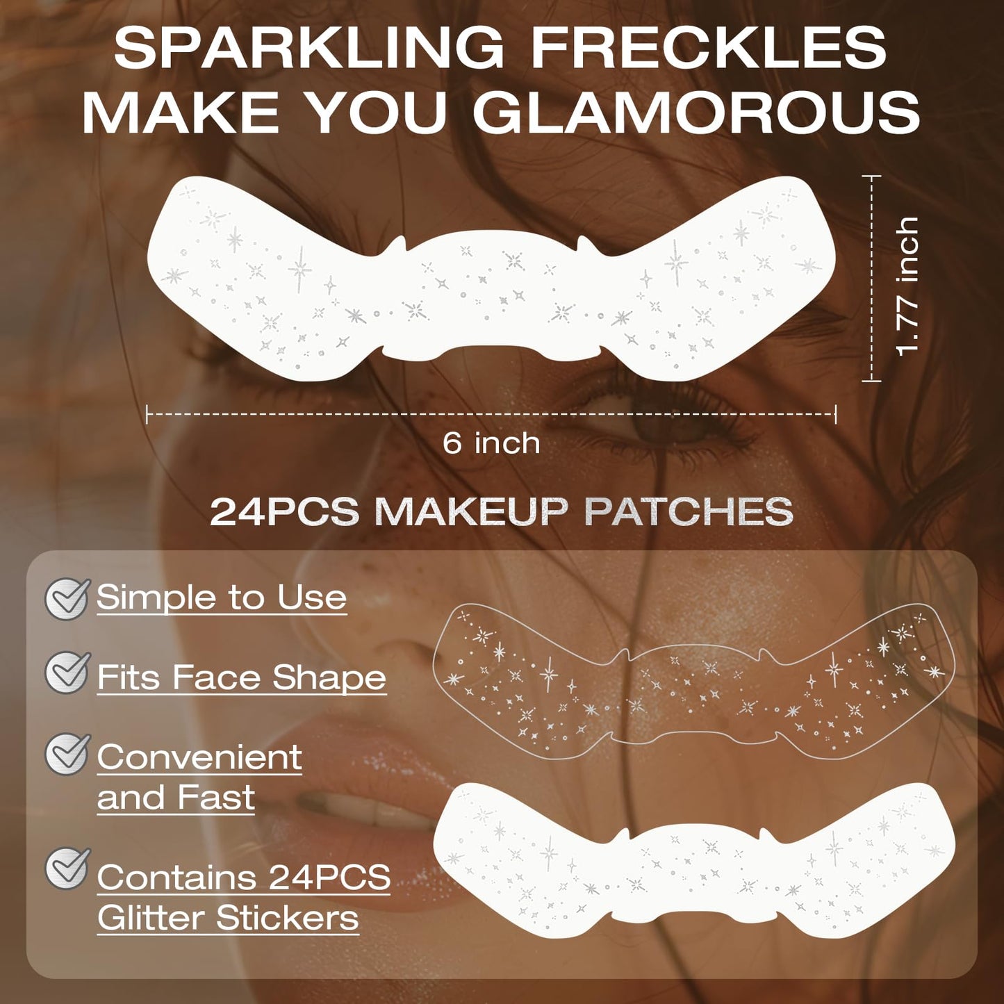 Leterly 24 Pcs Glitter Freckles Face Tattoo,Silver Face Glitter Makeup Patches Cute Sparkle Freckles Patches Waterproof Makeup Speckles for Face Beauty & Personal Care Leterly