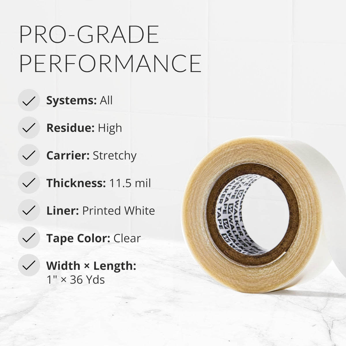 Walker Tape Ultra Hold Adhesive Tape Roll 1" x 36 Yards, Maximum Wear Double Sided Tape, Hair Extensions Human Hair and Wig Tape, Long Lasting Strong