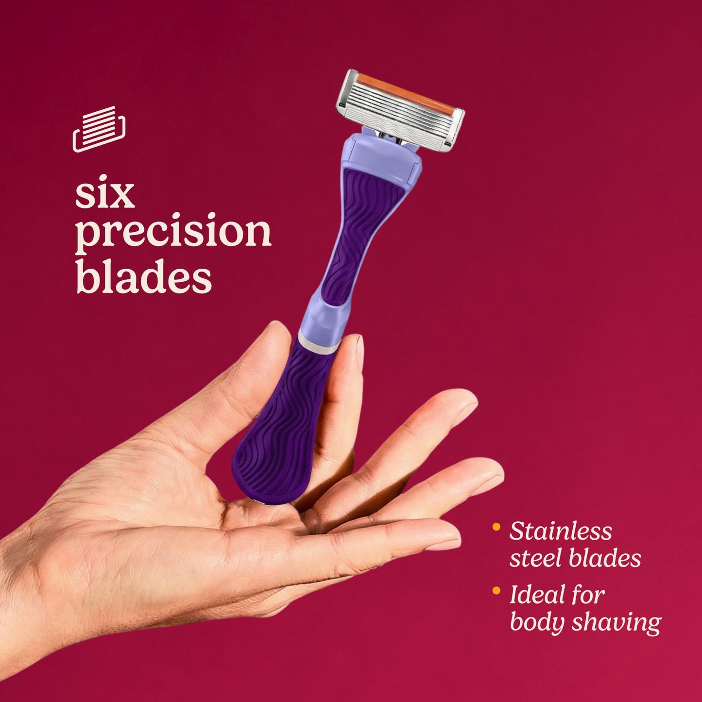 Dollar Shave Club For Women | 1 Purple Wavy Grip Handle, 4 Razor Refills, 1 Cashmere Santal Shave Butter, 1 Shower Hanger | Razors for Women, Womens Beauty and Personal Care Dollar Shave Club