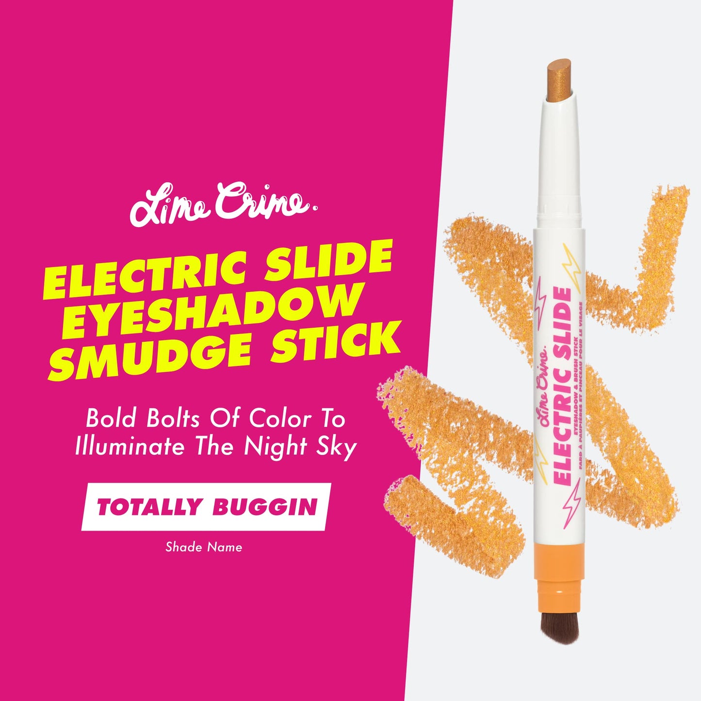 Lime Crime Electric Slide Eyeshadow & Brush Stick, Totally Buggin - Lightweight 2-in-1 Eyeshadow Smudge Stick with Angled Brush for Long Lasting Beauty & Personal Care Lime Crime