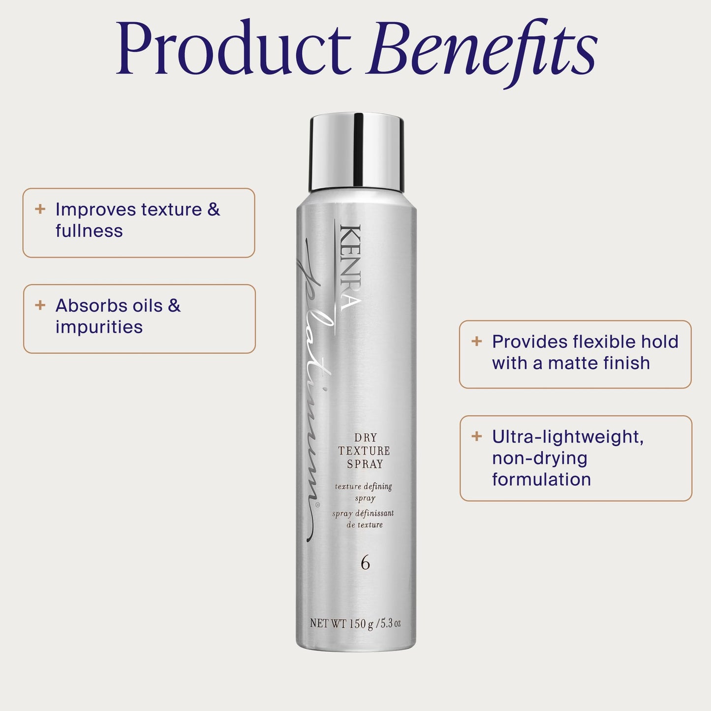 Kenra Platinum Dry Texture Spray 6 | Texture Defining Styler | Increases Texture & Fullness | Absorbs Oils & Impurities | Ultra-Lightweight Beauty and Personal Care Kenra
