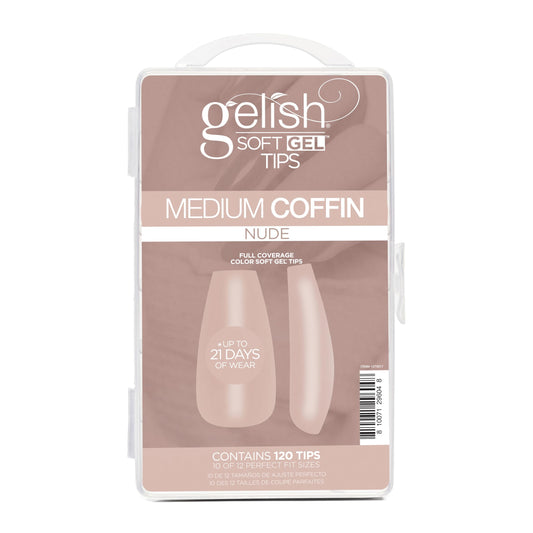 Gelish Nude Soft Gel™ Tips Press on Nails Extension - Nude Medium Coffin, 120 Count