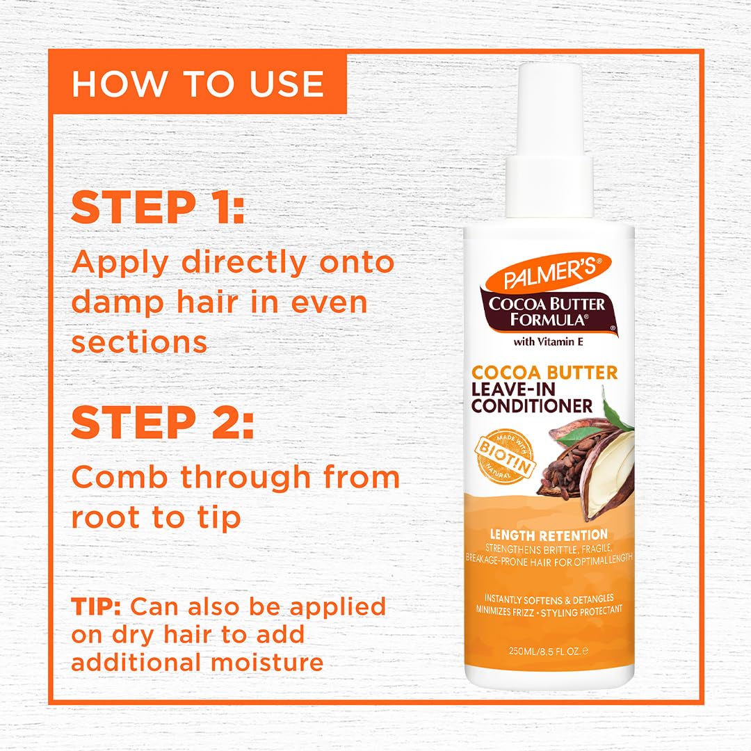 Palmer's Cocoa Butter & Biotin Length Retention Leave-In Conditioner, Strengthen, Minimize Frizz and Detangle Hair, Suitable for All Curly Hair Beauty & Personal Care Palmer's