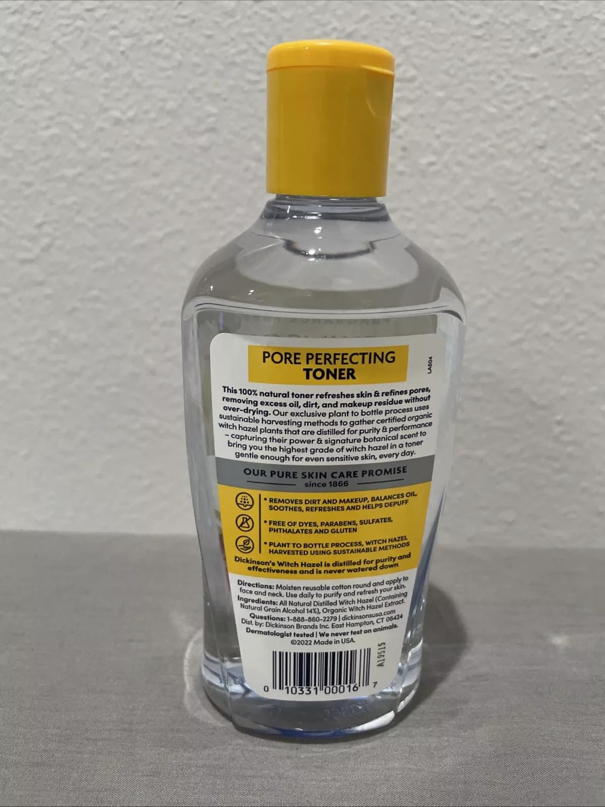 Dickinson's Original Witch Hazel Pore Perfecting Toner, 100% Natural, 16 Ounce Fragrance Free Beauty & Personal Care Dickinson's