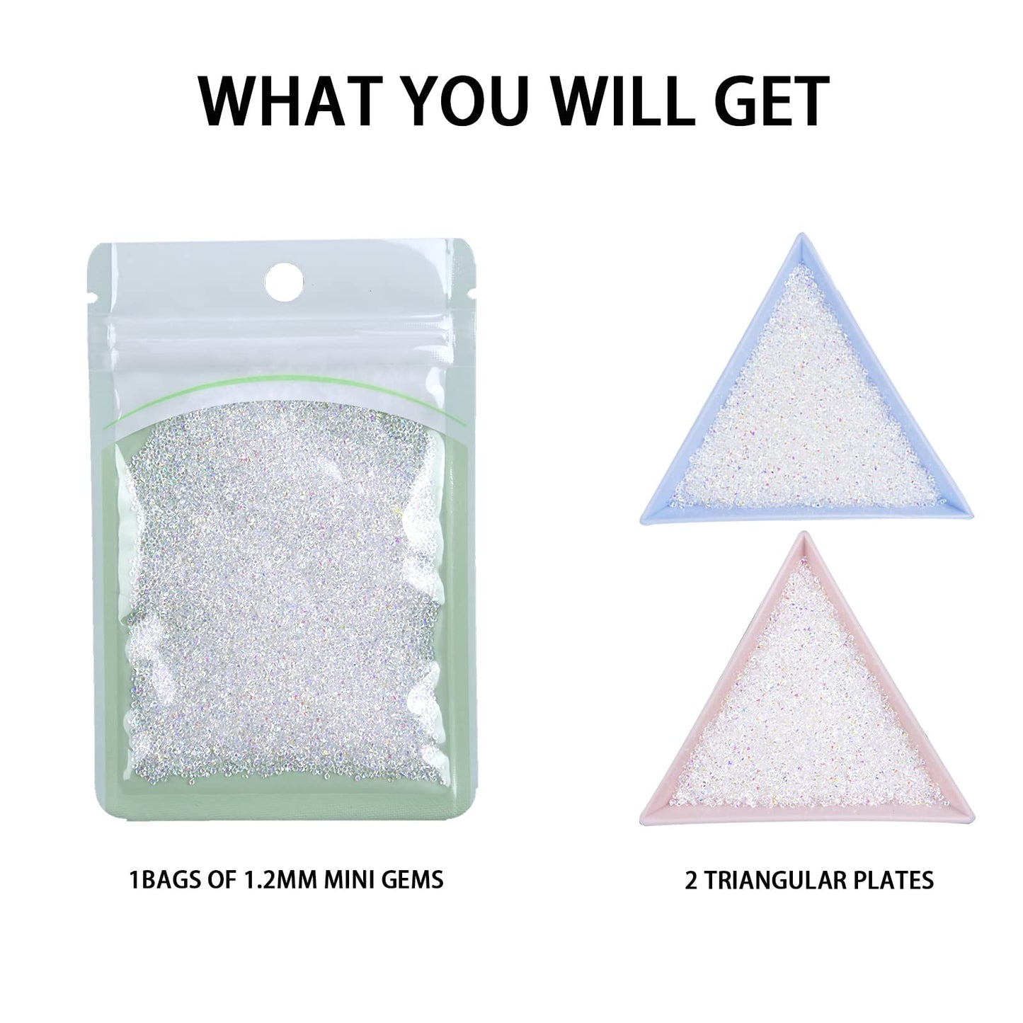 8000Pcs Ultra Mini 1.2mm Nail Rhinestones Sand Nail Diamonds Micro Pixie Crystals for Nails Iridescent AB Bling, Tiny Nail Gems Sugar Glitter Beads Beauty & Personal Care HINABTRU