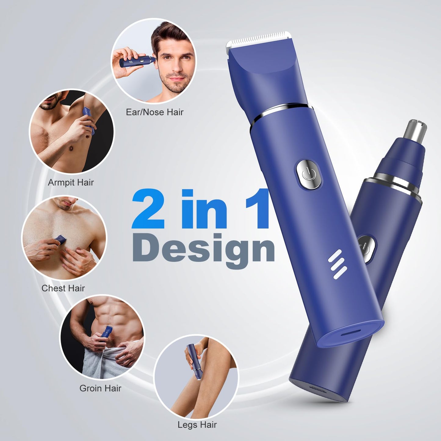 Electric Razor for Men: Manscape Body Trimmer for Mens Gifts, Electric shavers, IPX7 Waterproof, USB-Rechargeable,Replaceable Blade, Blue Beauty and Personal Care REYOLL