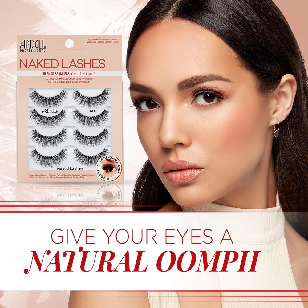 Ardell Naked Strip Lashes 421 - Natural-Looking, Long-Lasting False Eyelashes with Invisiband for Seamless Blend, 4 Pairs, 1-Pack Beauty & Personal Care Ardell
