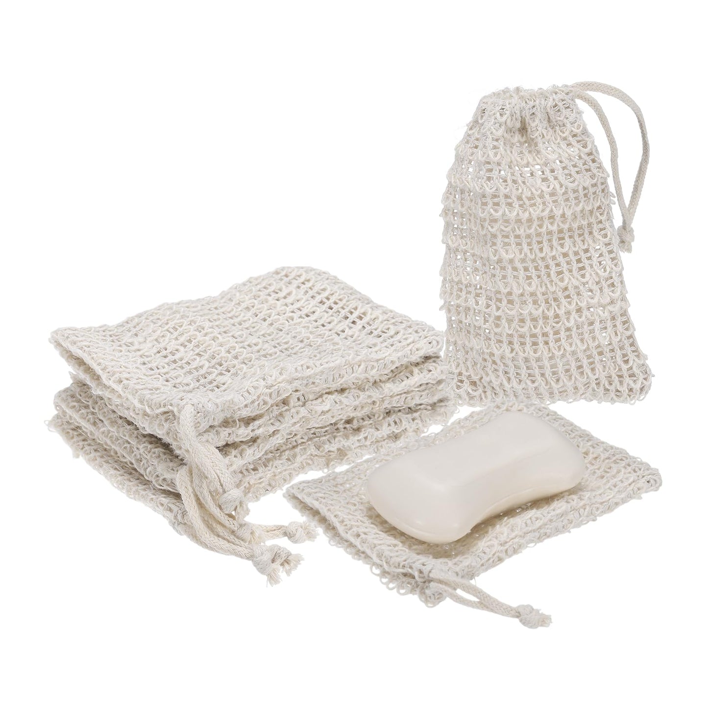 uxcell 15 Pcs Soap Saver Bag, 5.5"x3.5" Mesh Soap Bag with Drawstring Cotton Scrubber Pouch Exfoliating Net for Body Shower Foaming Travel Camping Beauty and Personal Care uxcell