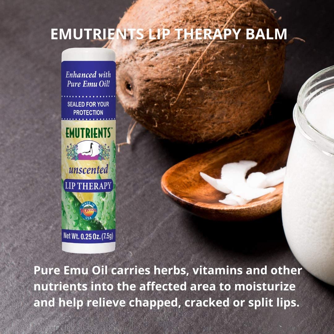 Montana Emu Ranch - Lip Therapy Lip Balm - 0.25 Ounce - Unscented - 3 Pack - Made with Pure Emu Oil Beauty and Personal Care Montana Emu Ranch