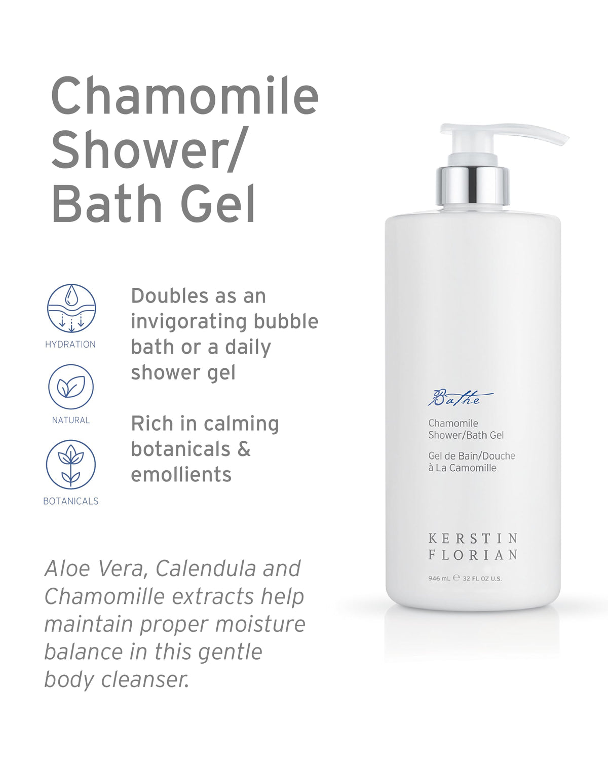 Kerstin Florian Chamomile Shower and Bath Gel | Aromatherapy Body Wash (13.5 fl oz) Beauty & Personal Care Kerstin Florian