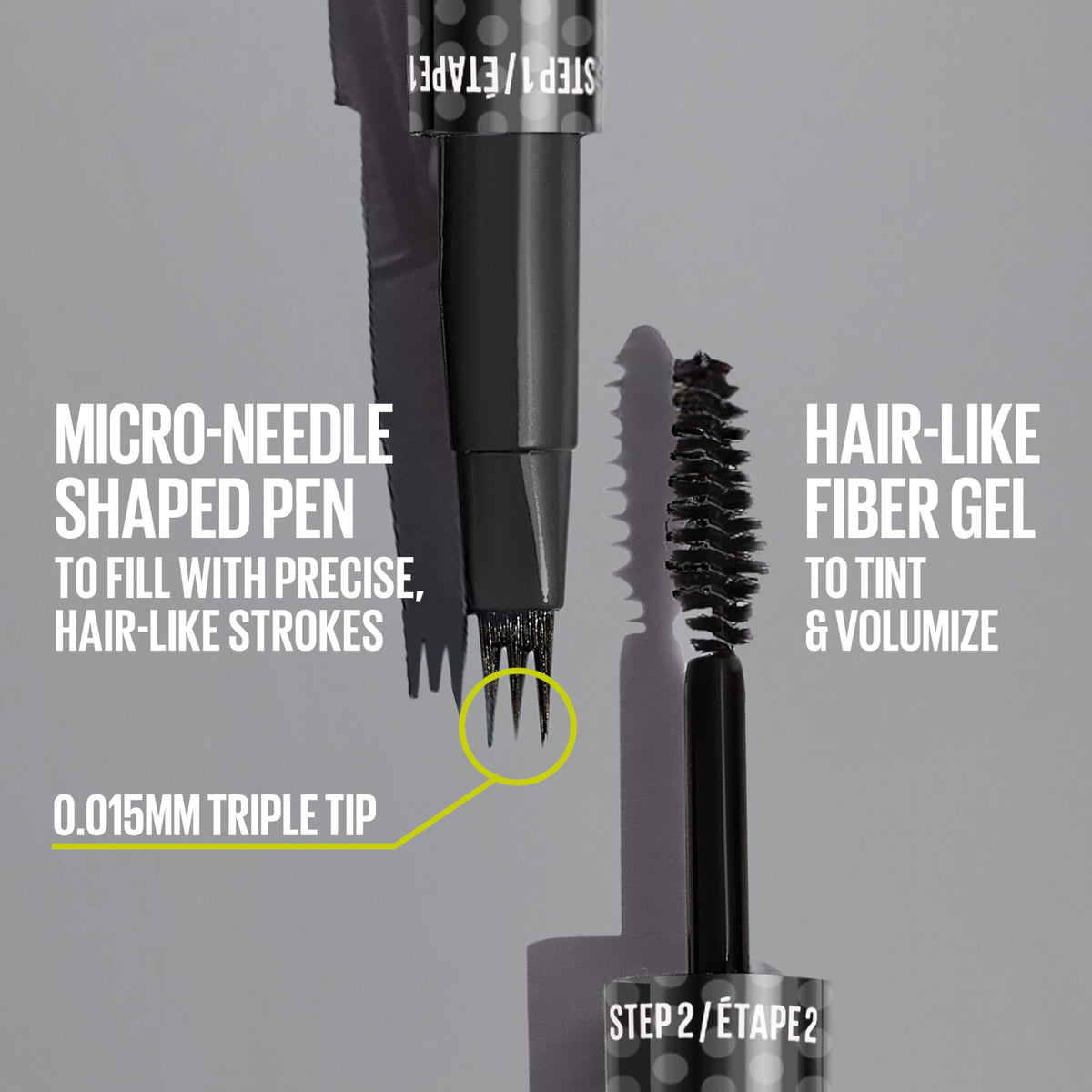 Maybelline Brow Inserts Eyebrow Pen, Micro Needle Shaped 2-In-1 Dual-Ended Brow Makeup Pen and Gel, Water-Resistant, Smudge Proof for Up to 36-HR