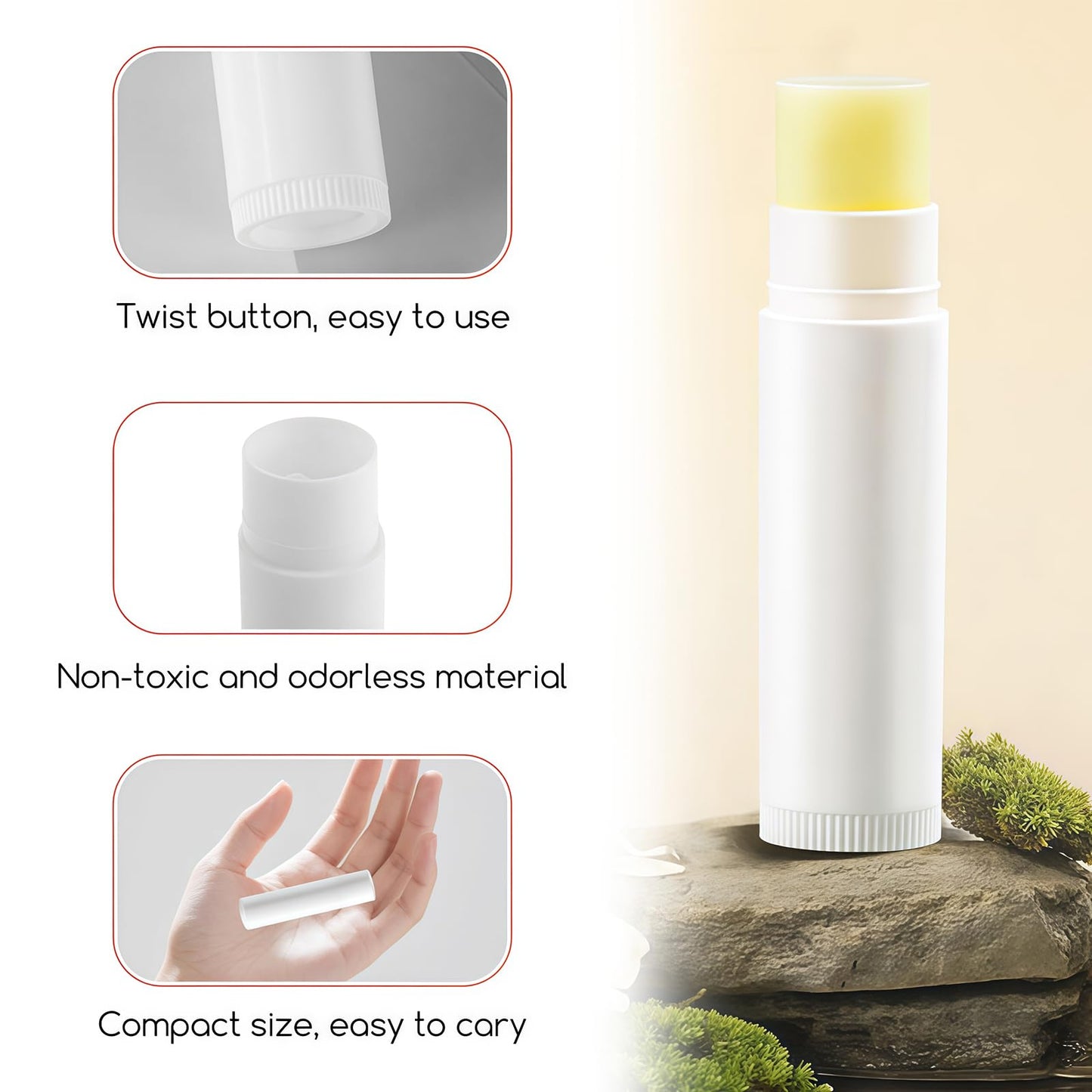 50 Pcs 5ml Empty Lip Balm Tubes, White Round Refillable Lip Balm Containers, Portable DIY Lipstick Cosmetic Tubes Reusable Empty Storage Tubes Beauty and Personal Care vipolish
