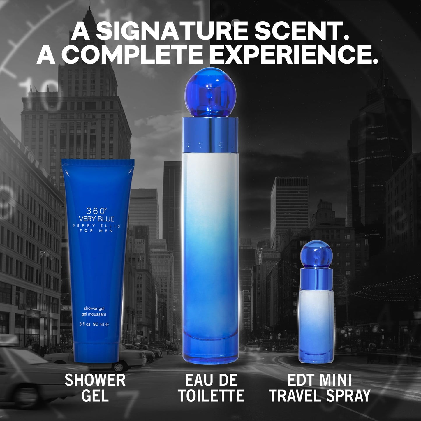 360 Very Blue by Perry Ellis for Men - 3 Pc Gift Set 3.4oz EDT Spray, 0.25oz EDT Spray, 3oz Shower Gel Beauty & Personal Care Perry Ellis