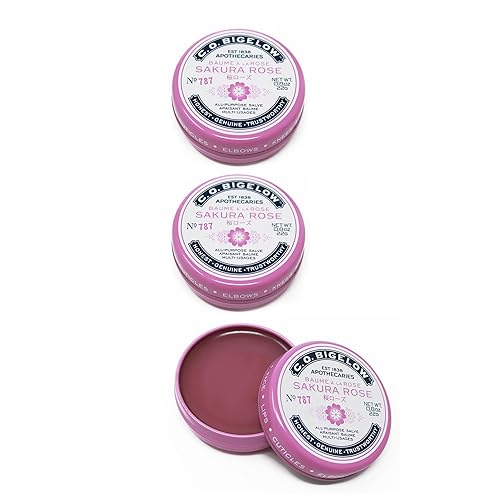 C.O. Bigelow Sakura Rose Salve Tins, Pack of 3 Lip Balm Tins, All Purpose Salve for Lips, Cuticles, Hands & Dry Skin, Lip Balm Set, 0.8 oz Beauty & Personal Care C. O. Bigelow