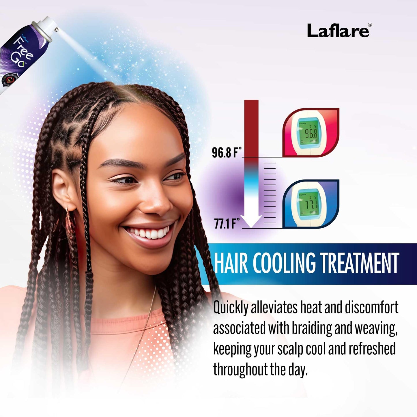 Laflare Cooling Spray for Braiding, Wig & Weaving. Instantly Reduce Temperature & Relief Itchy Scalp and Skin, Vegan(Biotin, Tea Tree, Castor Oil) 80 Beauty & Personal Care Laflare