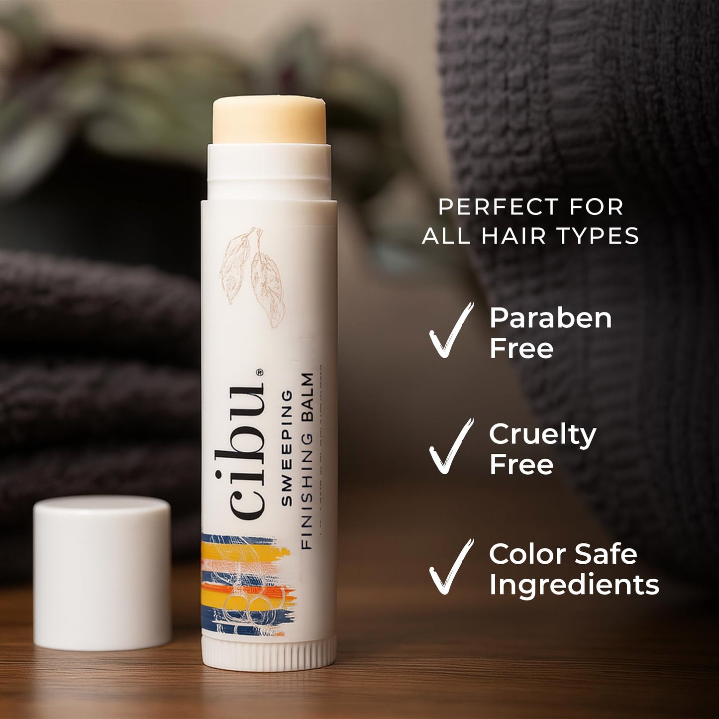 CIBU Sweeping Finishing Balm - Hair Wax Stick for Hydration and Frizz Control - Wax Stick for Hair for a Smooth & Shiny Look - 0.5oz Beauty & Personal Care CIBU