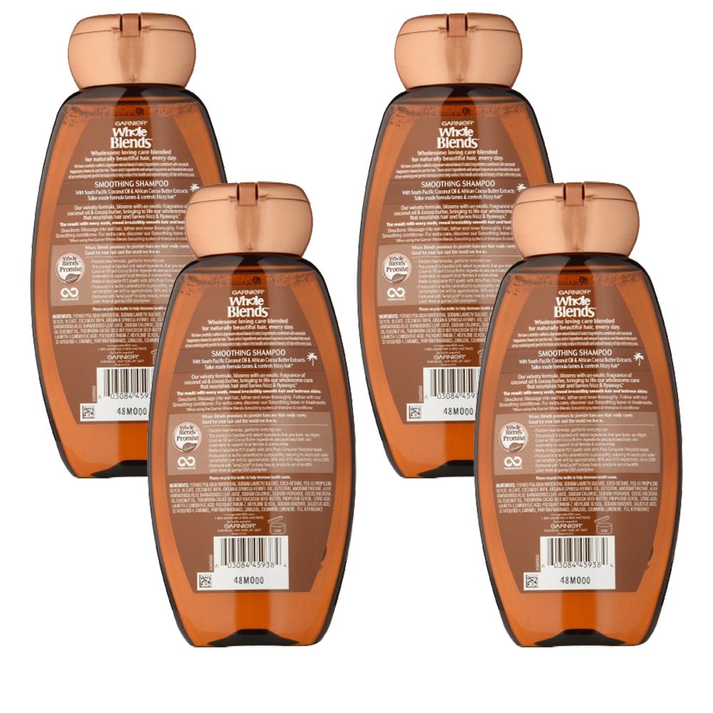 Garnier Whole Blends Shampoo with Coconut Oil & Cocoa Butter Extracts, 4 Count