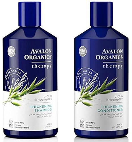 Avalon Organics All Natural Biotin B-Complex Therapy Thickening Shampoo and Conditioner For Hair Loss and Thinning Hair, 14 Fl Oz (Pack of 2) Beauty & Personal Care Avalon Organics