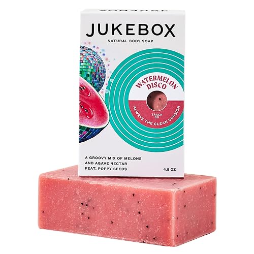 JUKEBOX Soap, Watermelon Disco, Natural Bar Soap for Women, Cold Process, Heavy Scrub, Bath Soap,No Harmful Ingredients, All Skin Types Beauty & Personal Care JUKEBOX
