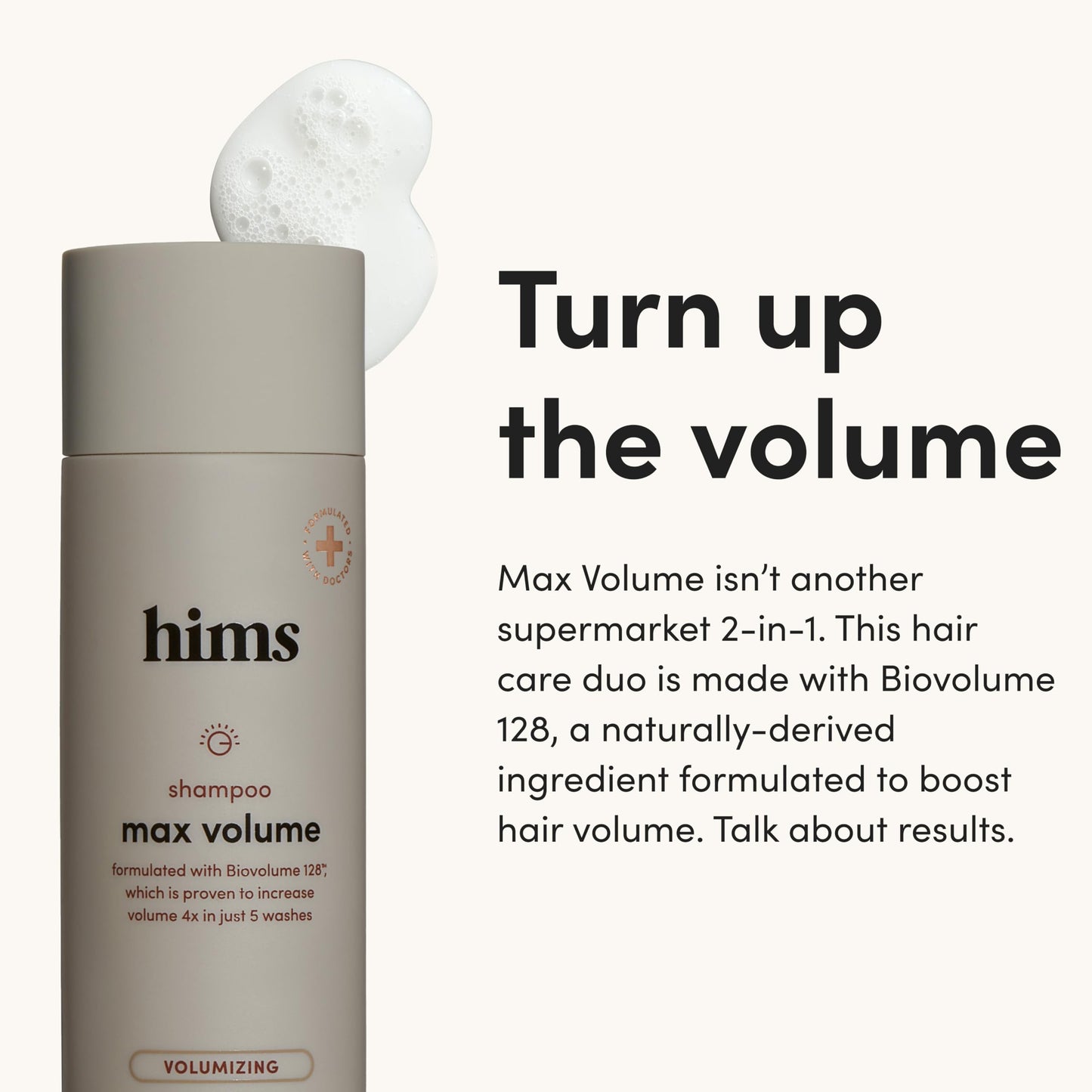 hims Max Volume Shampoo & Conditioner Set - Biovolume 128, Biotin, & Argan Oil - Root Lift & Moisturizing for Fine Hair - Sulfate-Free, Paraben-Free Beauty & Personal Care HIMS & HERS