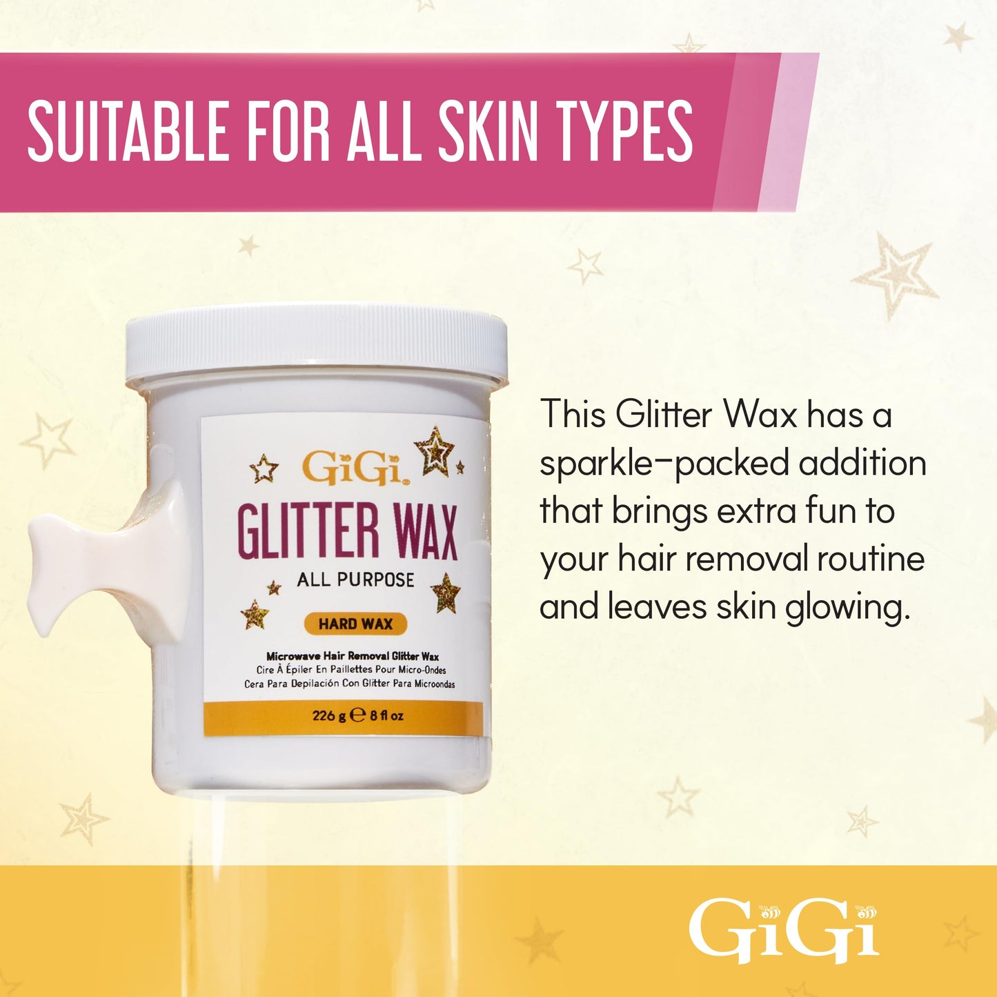 GiGi Microwave Glitter Wax - Stripless Hair Removal Wax for Sensitive Skin, Quick & Easy Microwaveable Wax, 8 oz Beauty and Personal Care GIGI