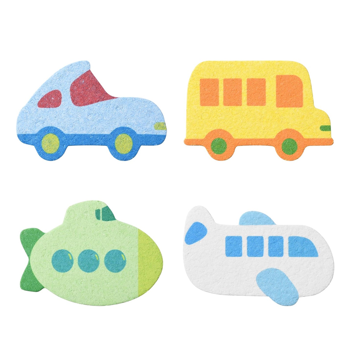4 PCS Cartoon Car Bath Sponge for Kids,Transportation Cute Shape Compressed Cellulose Shower Sponges for Baby,Soft and Funny Beauty and Personal Care Pumwoy