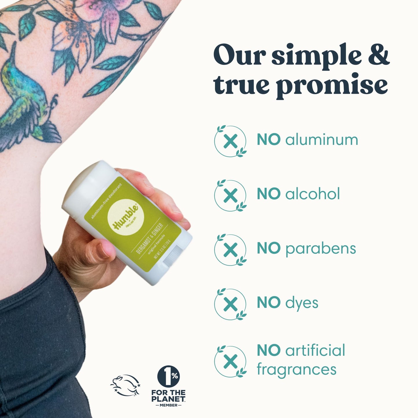 Humble Aluminum-Free Deodorant for Women & Men, Bergamot & Ginger - Clean & Fresh Natural Deodorant Stick with Essential Oils for Long-Lasting Odor Beauty and Personal Care HUMBLE SIMPLE AND TRUE.