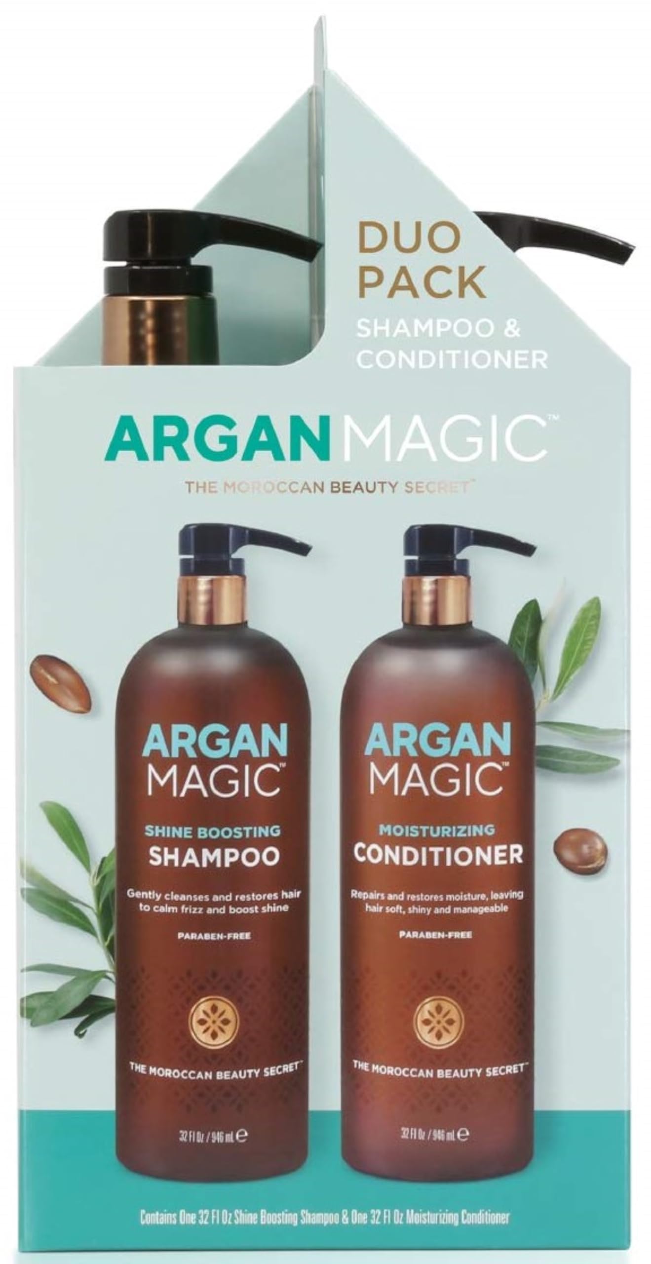 Argan Magic Shine Boosting Shampoo & Moisturizing Conditioner Duo - Gently Cleanses, Boosts Shine, Controls Frizz, Restores Moisture, Detangles | Beauty & Personal Care Argan Magic