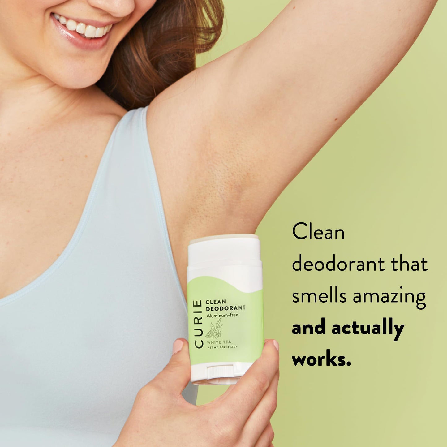 Curie Aluminum Free Deodorant - White Tea 2oz Stick - Natural Deodorant, Paraben Free, Cruelty Free, Non-Toxic Beauty and Personal Care Curie