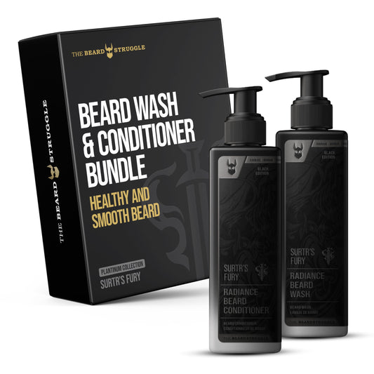 The Beard Struggle - Radiance Beard Wash & Conditioner Bundle for Men - Platinum Collection - Pack of 2, Surtr's Fury - Nourish, Cleanse, Softens Beauty and Personal Care The Beard Struggle