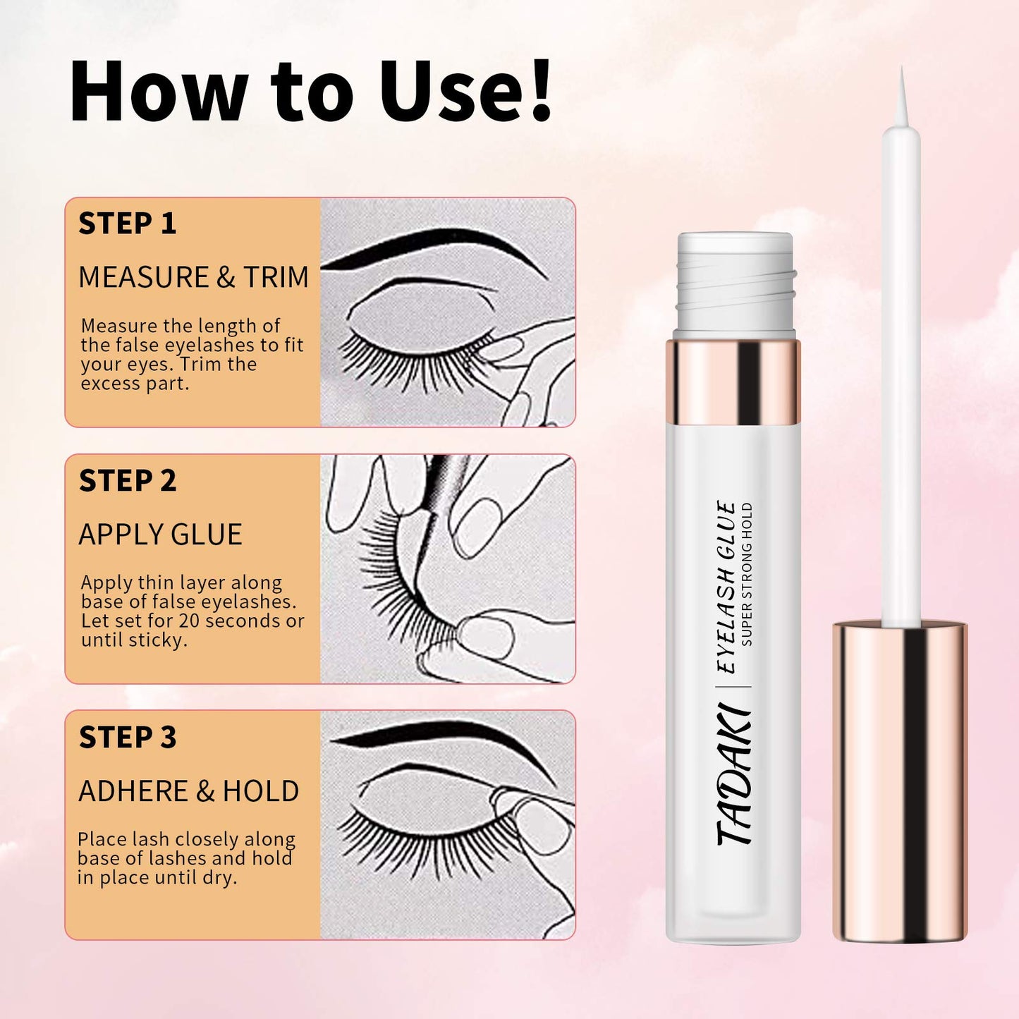 Tadaki Eyelashes Adhesive with Waterproof HoldClearLatex-Free, Professional Hypoallergenic Glue for Sensitive Eye, Suitable for False Lash, Mink Lash Beauty & Personal Care Tadaki