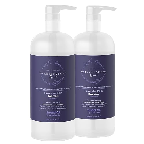 Tweak’d by Nature - Lavender Rain Body Wash, Sulfate Free, Natural, Hydrating and Moisturizing, Gentle Lavender Shower Gel and Body Wash for Women (2 Beauty & Personal Care Tweak'd by Nature