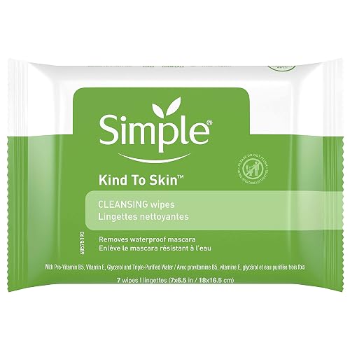 Simple Kind to Skin Facial Cleansing Wipes Cleanser & Makeup Remover Cleansing Removes Waterproof Mascara 7 Wipes Beauty & Personal Care Simple