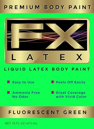 Liquid Latex - Face and Body Paint, Ammonia Free, Easy On and Off, Cosplay Makeup, Create Professional Monster, Zombie Arts 16 Oz (Fluorescent Green) Beauty & Personal Care Liquid Latex Fashions