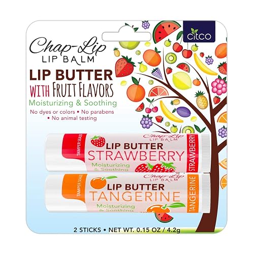 CHAP-LIP Lip Butter Lip Balm with Fruit Flavors, Cocoa Butter, Coconut Oil | Moisturizing Vitamin E & Total Hydration Treatment & Soothing Lip Therapy Beauty & Personal Care Chap-Lip