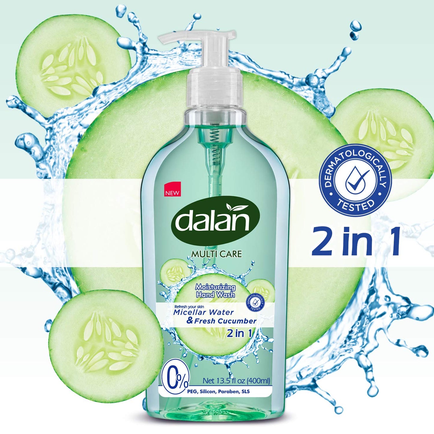 Dalan Fresh Cucumber Multicare Ultra Moisturizing Liquid Hand Soap for Normal and Dry Hands Fresh Clean and Soft Feeling (13.5 Fl Oz / 400 mL (Pack Beauty & Personal Care Dalan