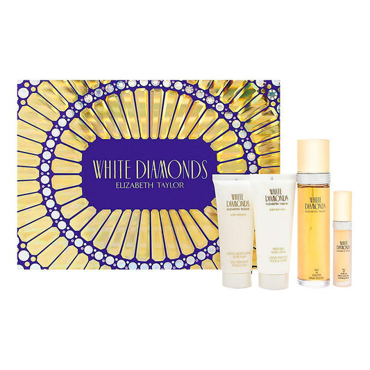 White Diamonds by Elizabeth Taylor for Women - 4 Pc Gift Set 3.3oz EDT Spray, 3.3oz Gentle Moisturizing Body Wash, Perfumed Body Lotion, 10ml EDT Beauty & Personal Care Elizabeth Taylor