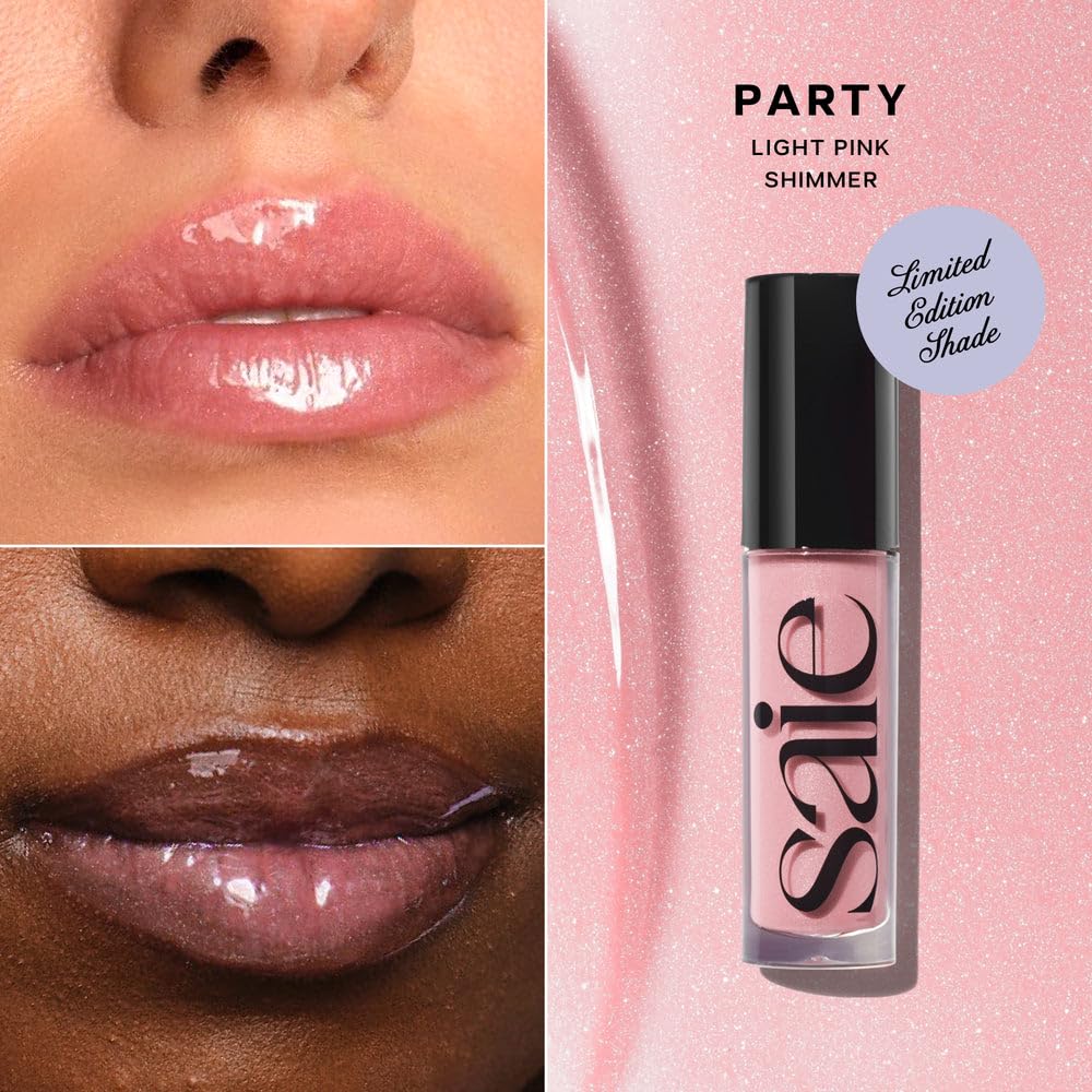 Saie Glossybounce High-Shine Hydrating Lip Gloss Oil - Sheer Tinted Lip Oil with Hyaluronic Acid + Jojoba Oil for Long-Lasting Moisture (.17 oz) Beauty & Personal Care Saie