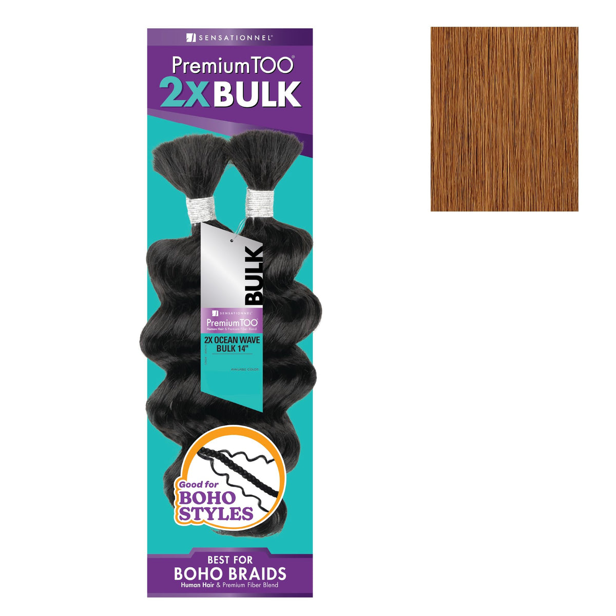 Sensationnel PremiumToo Bulk Weaving-2X Ocean Wave,1pk 14in, 30 LIGHTAUBURN