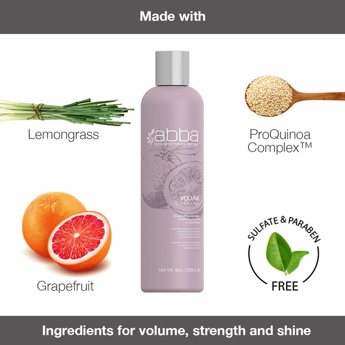 ABBA Volumizing Conditioner, GrapeFruit & LemonGrass, 32 Fl Oz Beauty & Personal Care ABBA